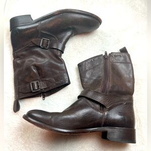 Belstaff Dark Brown Mid Calf Leather Boots Size 38